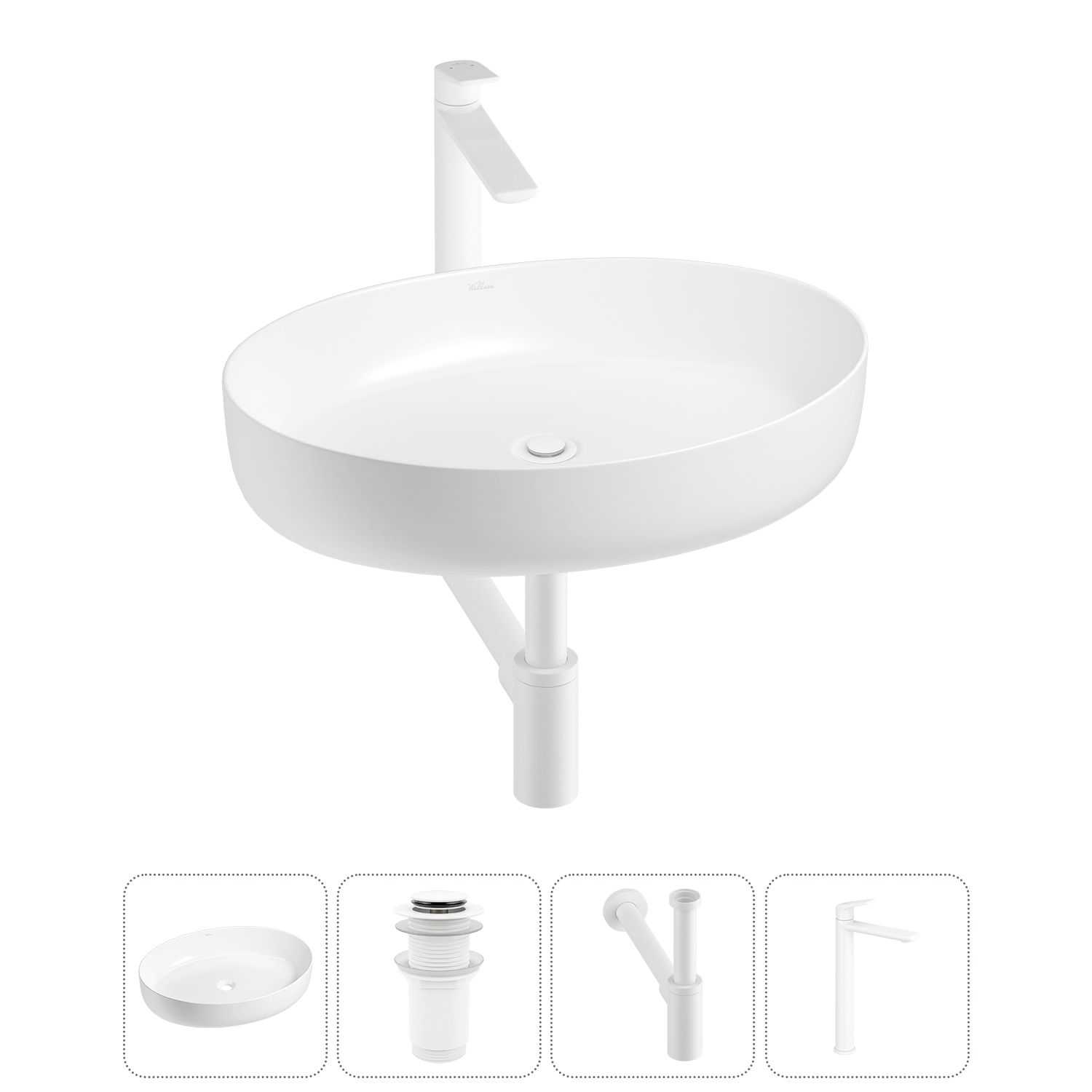 Накладная раковина для ванной комнаты Wellsee Belle Spa 3.0 20212672R в наборе 4 в 1: раковина белый