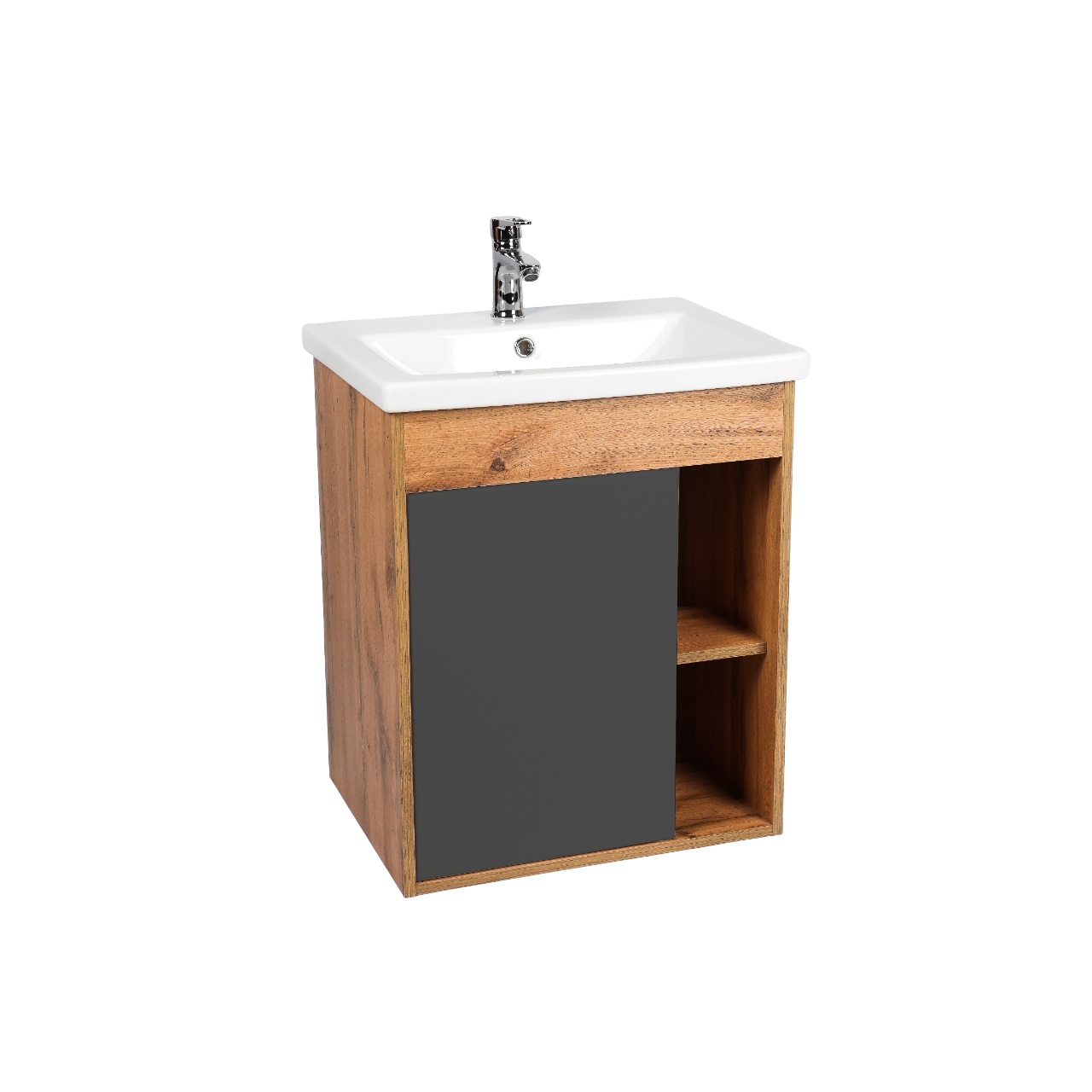 Тумба под раковину VIANT БОСТОН 70 подвесная графит/дуб вотан (VBOS70COG-T1STP)