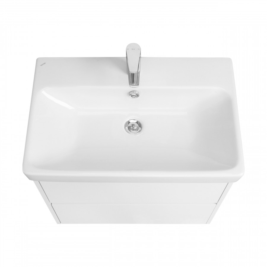 Тумба СКАНДИ 70, подвесная, 2 ящ., белая матовая/белый глянец (под раковину АДРИАНА 70)