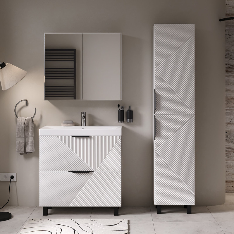 Шкаф зеркальный Geometry 40, напольный, белый, VOLNA