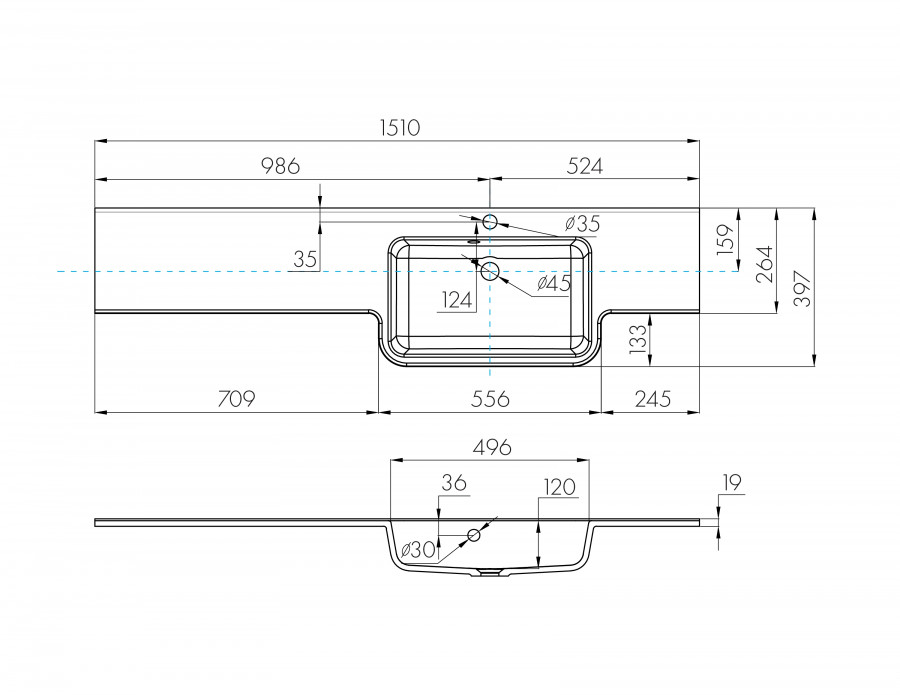 Раковина HOTEL B 151, правая, белая