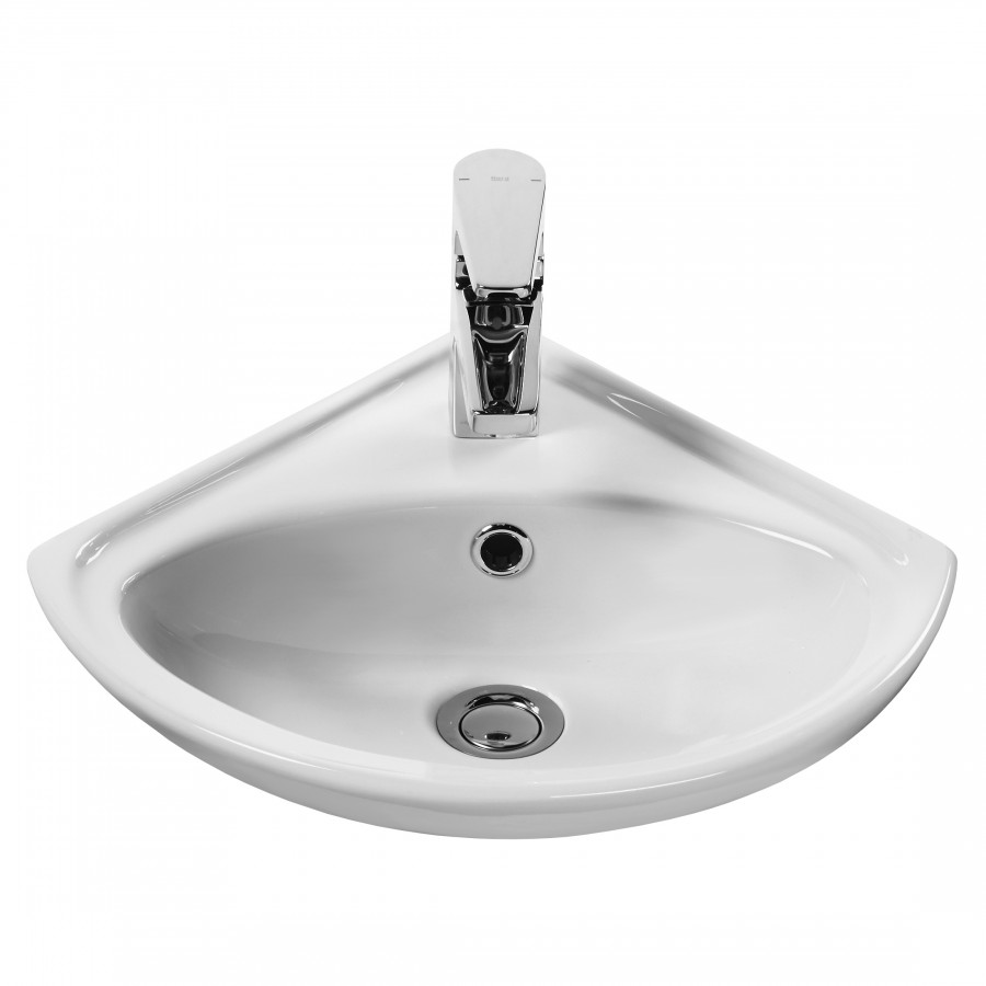 ИРИС Умывальник угловой 36 см., хр.кольцо, крепление, САНТЕК