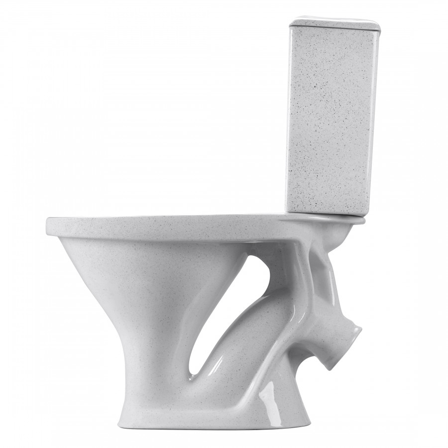 Унитаз-компакт "Вест" наклонный выпуск, с кнопочной арматурой и сиденьем, крап на белом. SANTERI