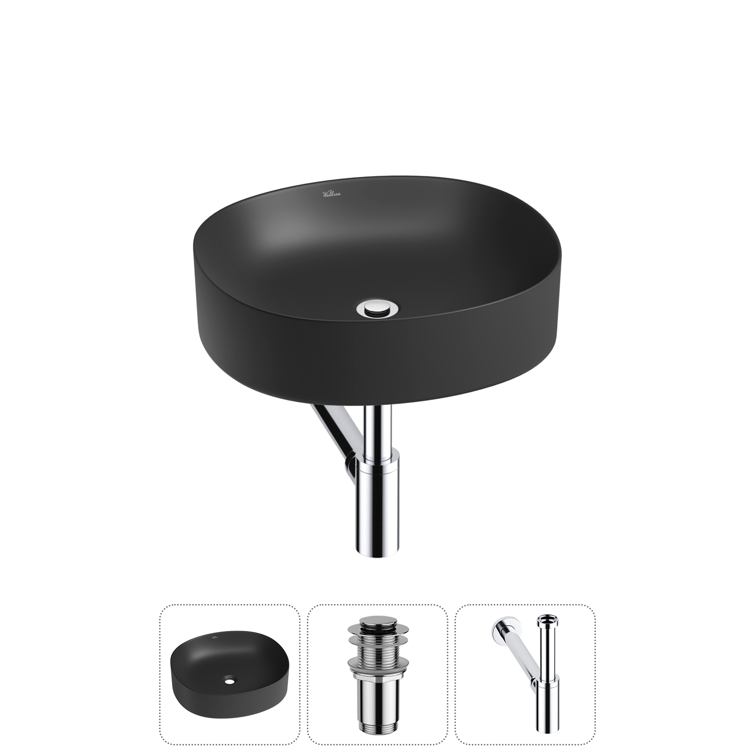 Накладная раковина для ванной комнаты Wellsee Belle Spa 2.0 20212540R в наборе 3 в 1: раковина матов