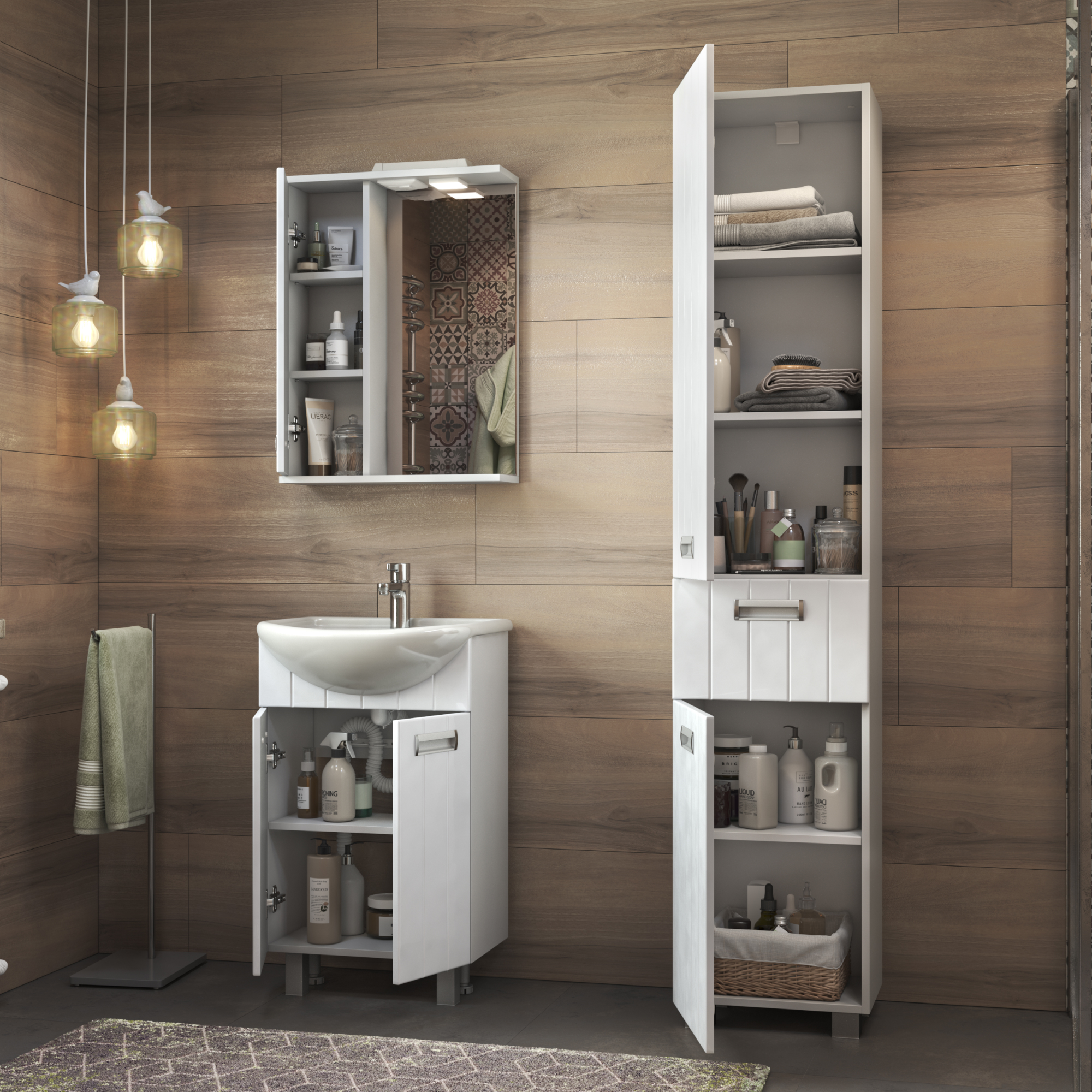 Зеркало со шкафом VIGO Diana 50 подвесное белый (z.DIA.50.L.El)