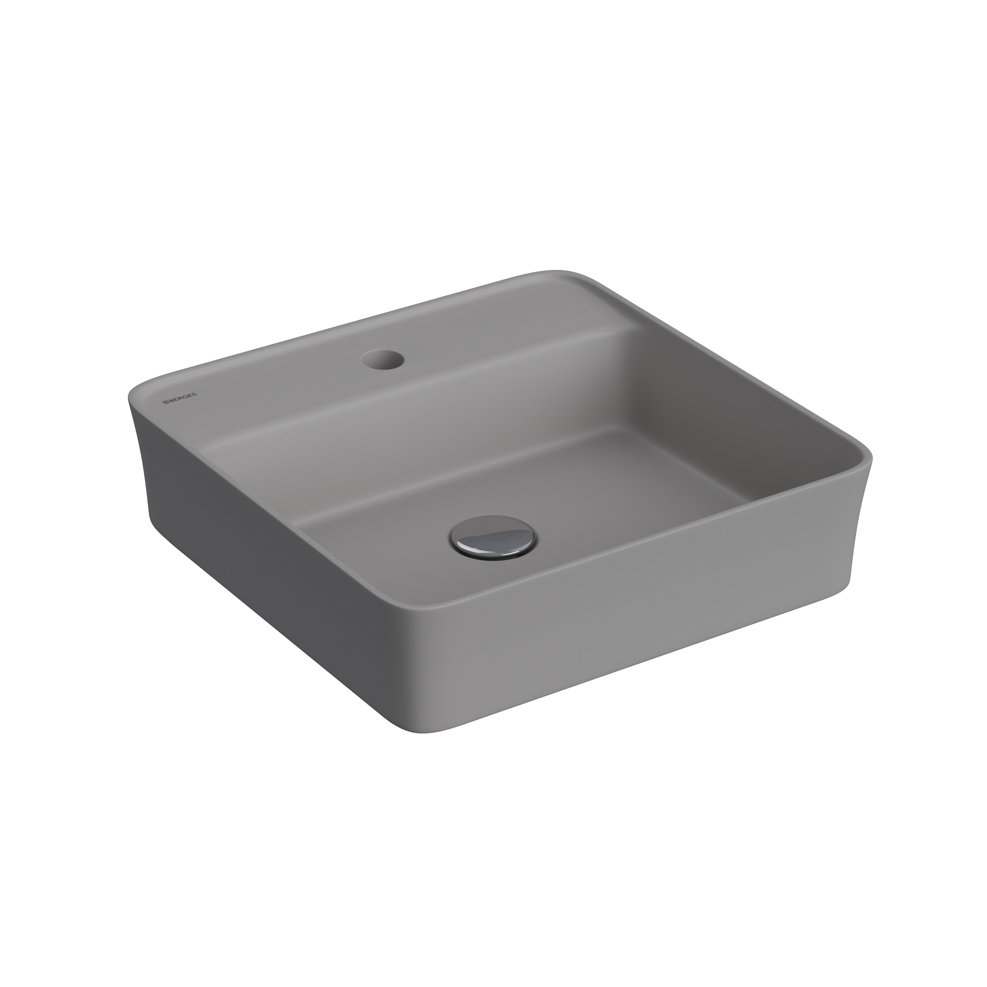 Раковина Ego SL накладная, 45x45 см, с отверстием под смеситель, квадратная, серый матовый, BERGES