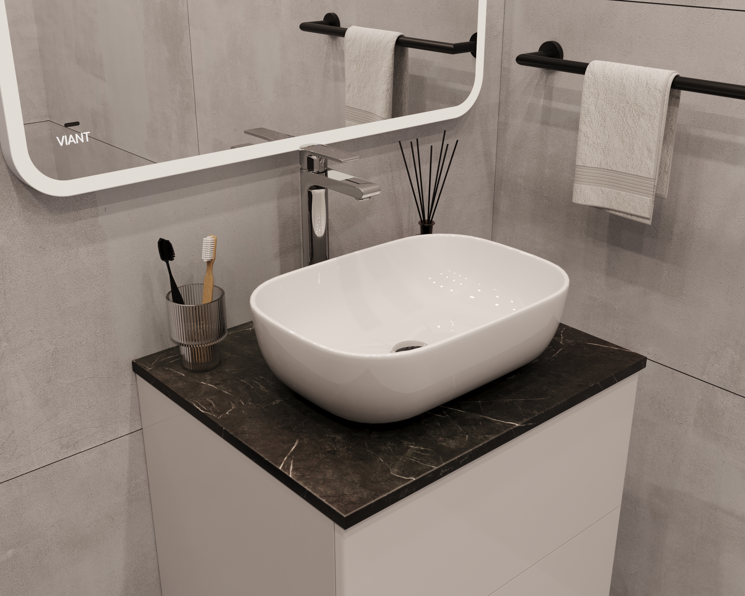 Столешница VIANT Neo черный мрамор 600х460 мм (VNEO60MRCH-STMDF)