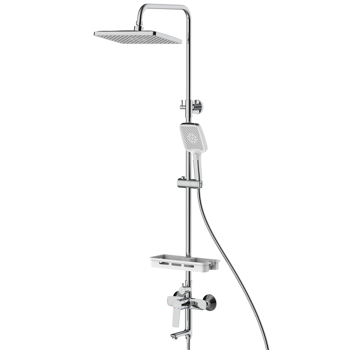 Смеситель DECOROOM DR22071 для ванны и душа с регулируемой высотой штанги и верхней душевой лейкой "