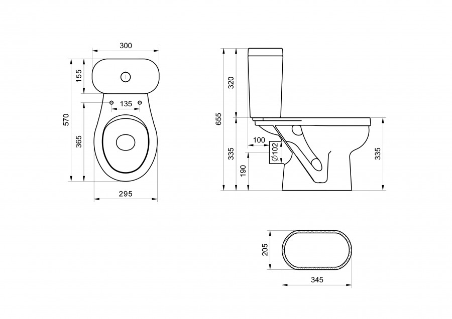 КАСПЕР Чаша унитаза гориз. выпуск, САНТЕК