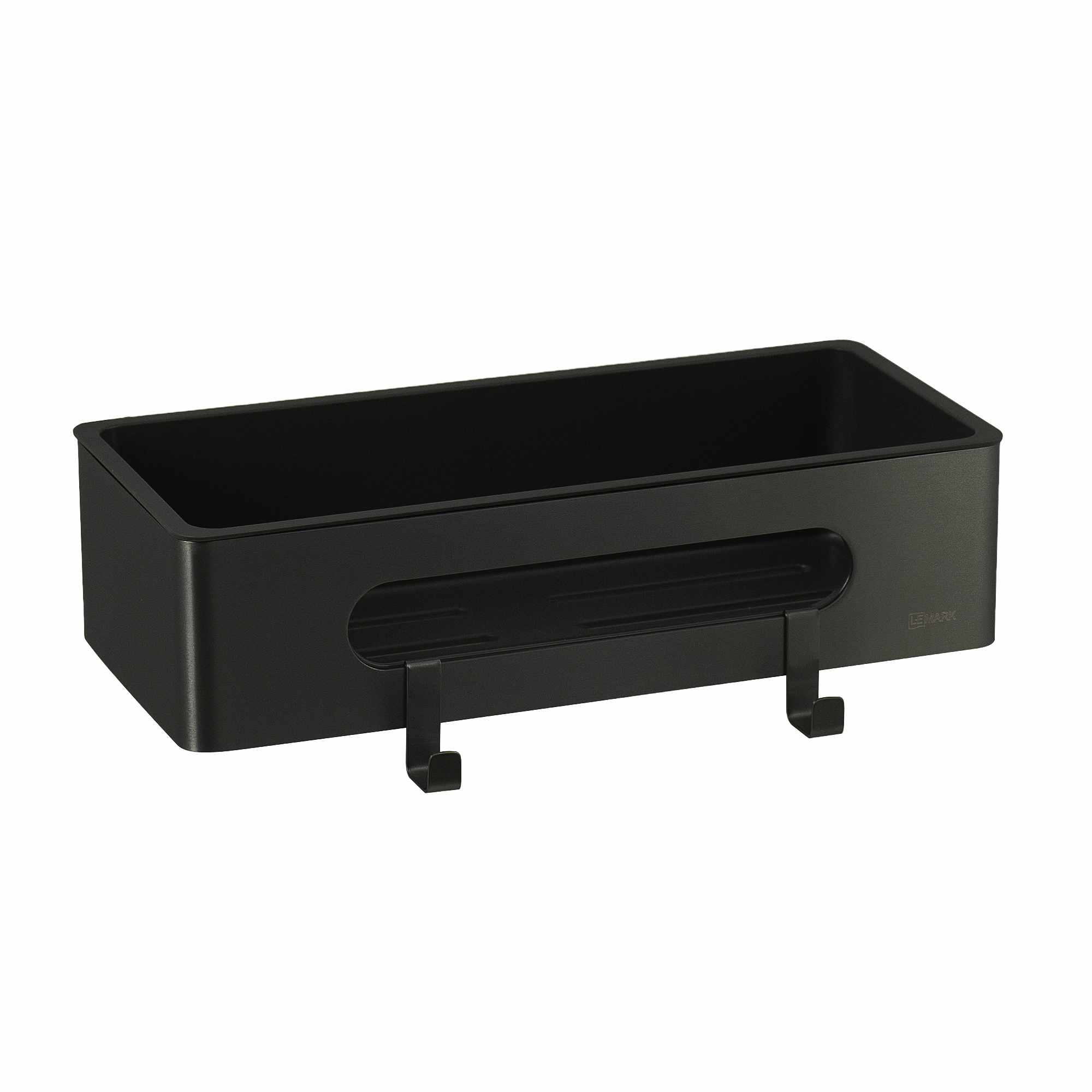 Полка для душа прямая LEMARK SHELF LINE из нерж. стали с крючками, черный/ вставка-пластик черный