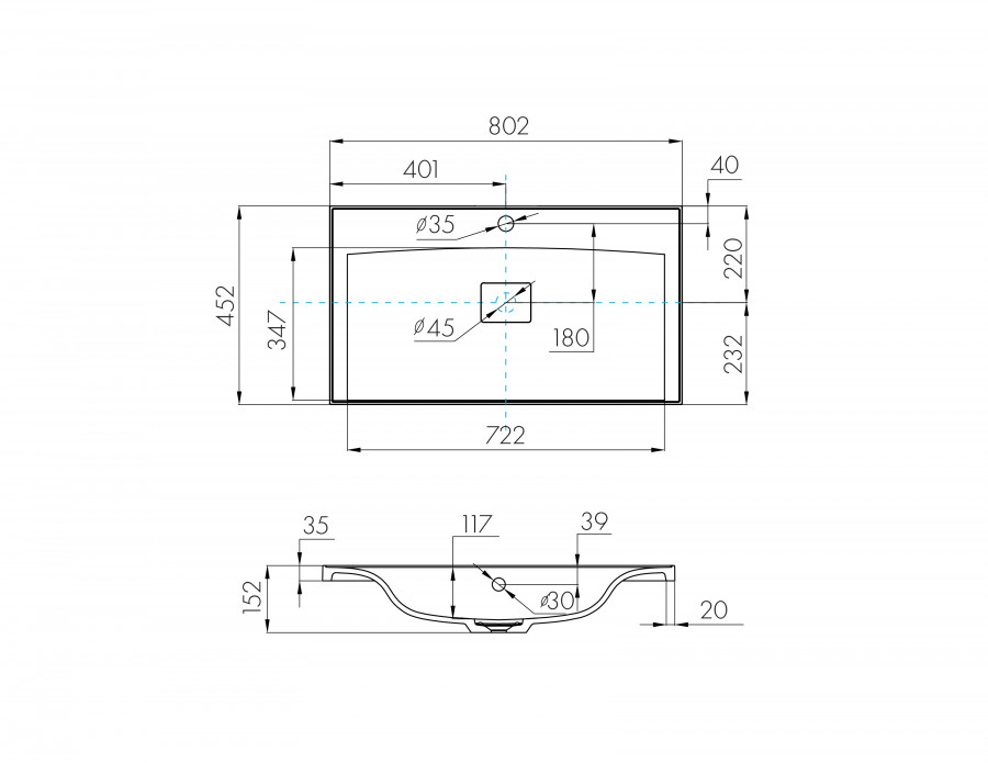 Раковина АЙРИС М 80, белая