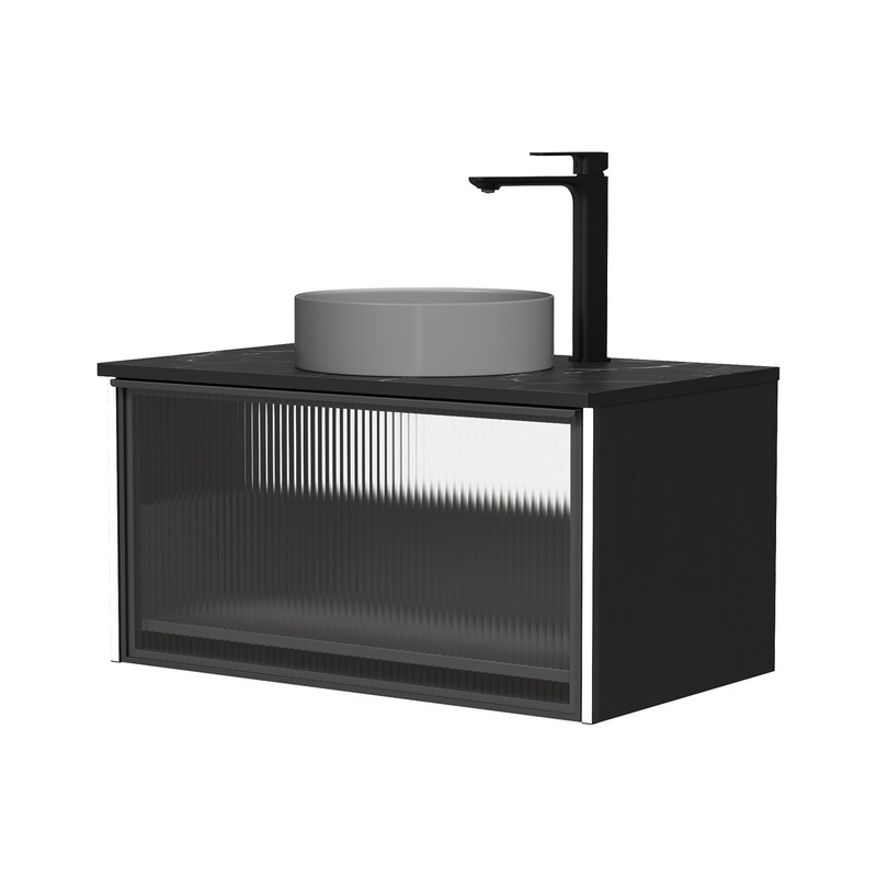 Тумба под раковину EQUIL Stoune 80.1Y подвесная со столешницей, дуб черный (tpSTOUNE80.1Y-35)