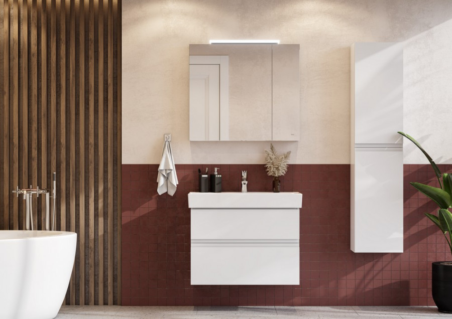 OLETA Зеркальный шкаф 80, белый матовый