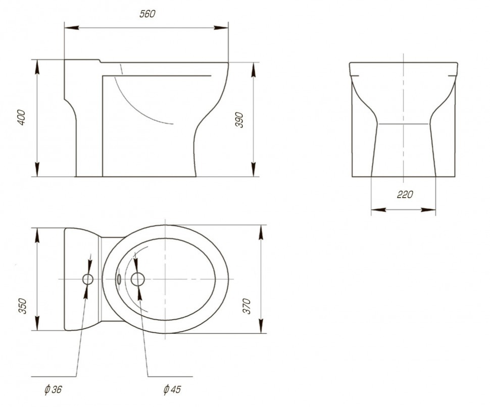 Биде KIROVIT Омега/Олимп напольное белое (Вн БдБ03) 4640021062135