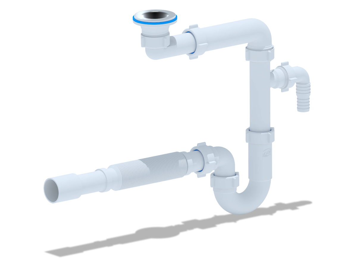 Сифон для раковины АНИ Пласт DB5315 1 1/4 дюйма 32 с отводом для стиральной машины с гибкой трубой 32х32/40