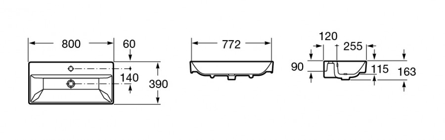 OLETA Мебельная раковина 80, накладная, 1 отверстие