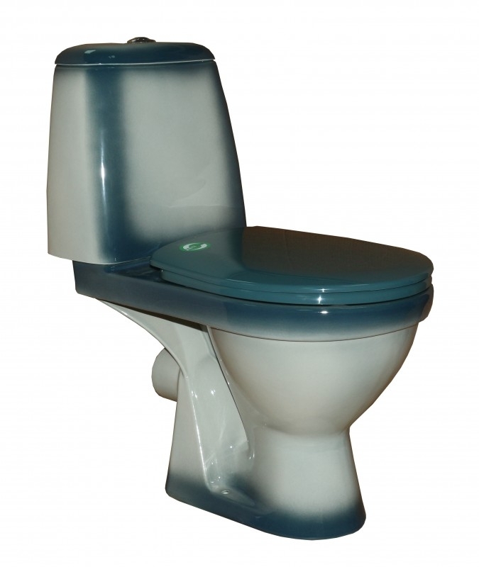 ПРЕМЬЕР Унитаз-компакт с арматурой, сиденьем, креплением, зеленый декор ROSA