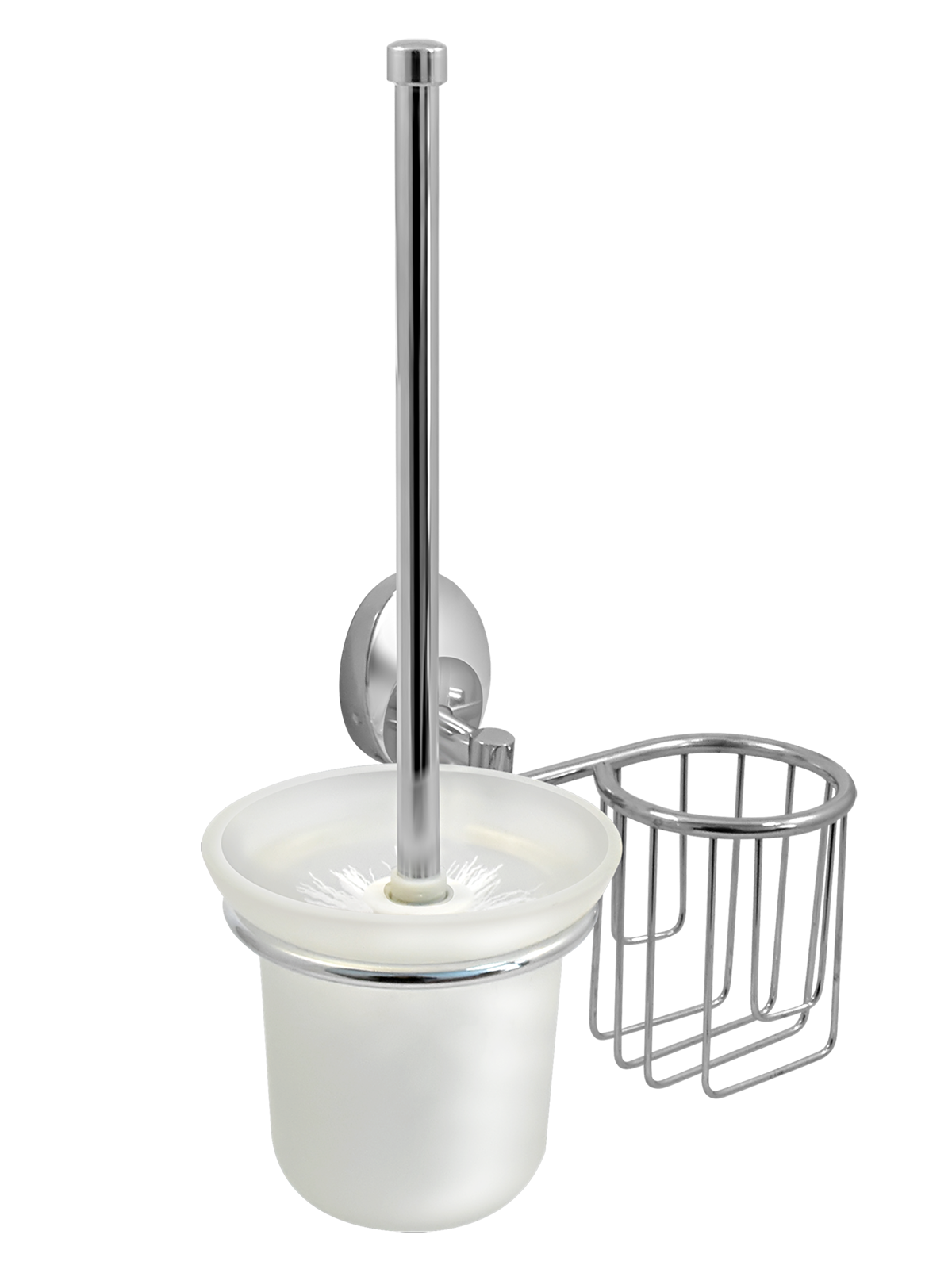 Туалетный ершик и держатель дезодоранта "Solinne", 16162, хром, стекло-сатин, Коллекция Modern