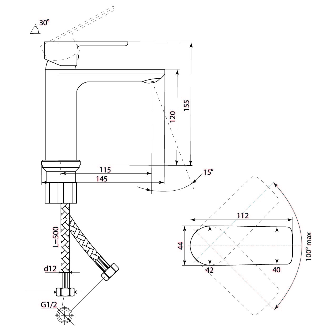 Смеситель для раковины СЛАВЕН Коттедж СЛ-ОД-Н12 с литым изливом, хром