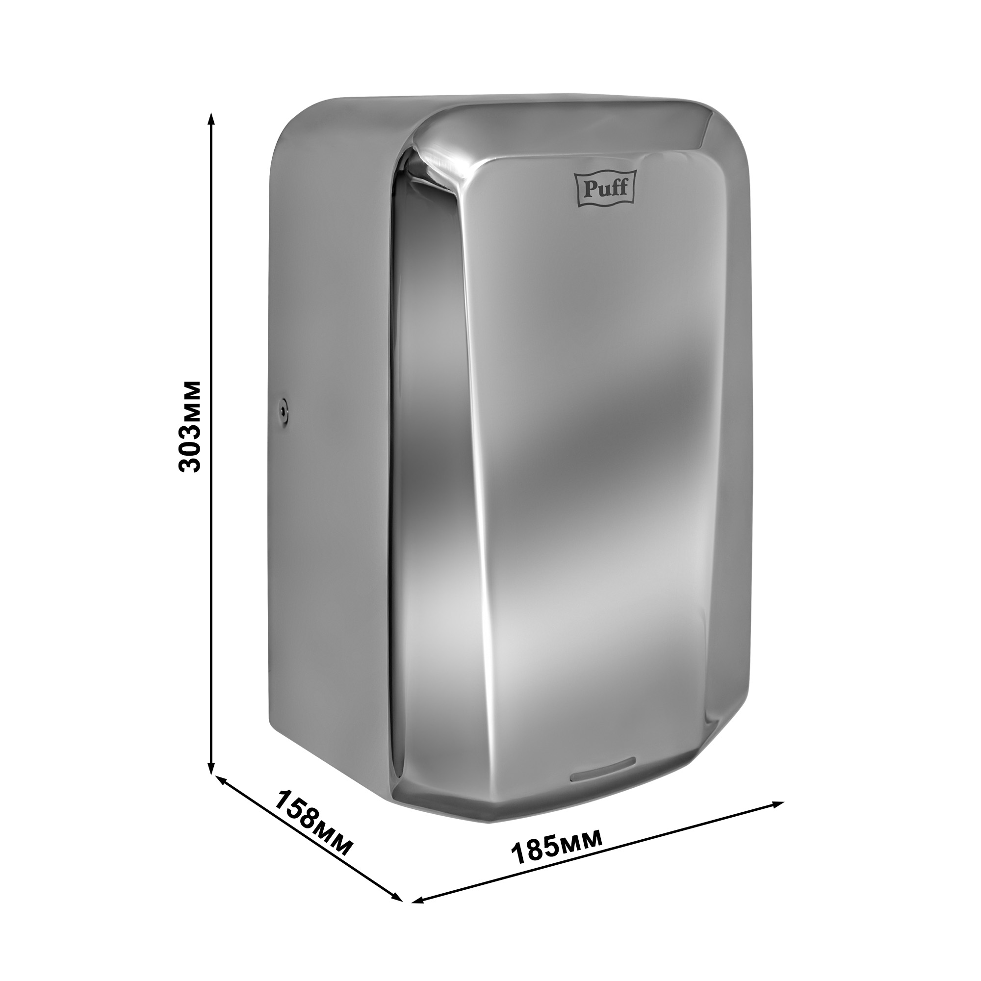 Электросушитель для рук PUFF-8995 высокоскоростной, антивандальный, хром 1,25 кВт (1401.330)