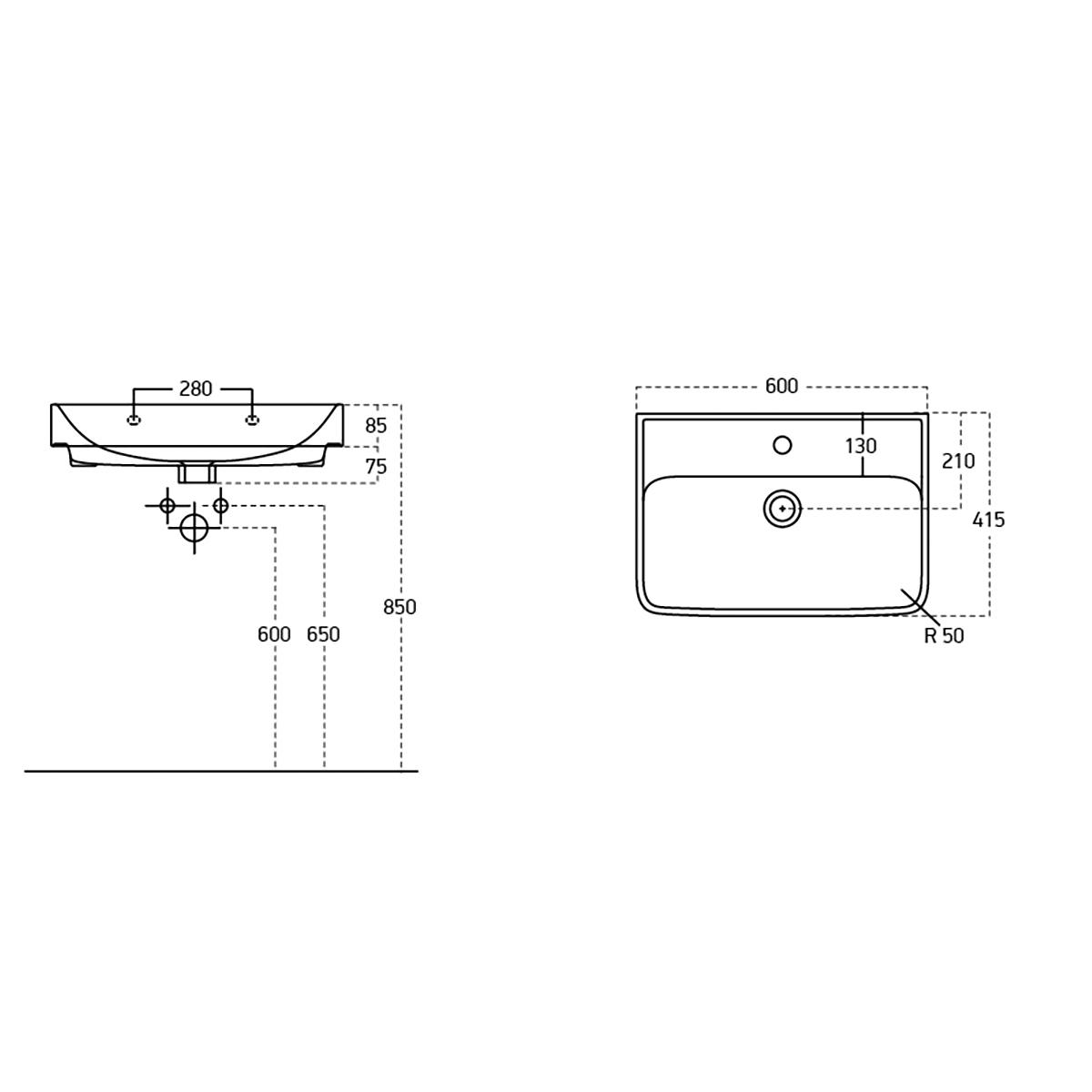 Раковина керамическая "NEON 60"
