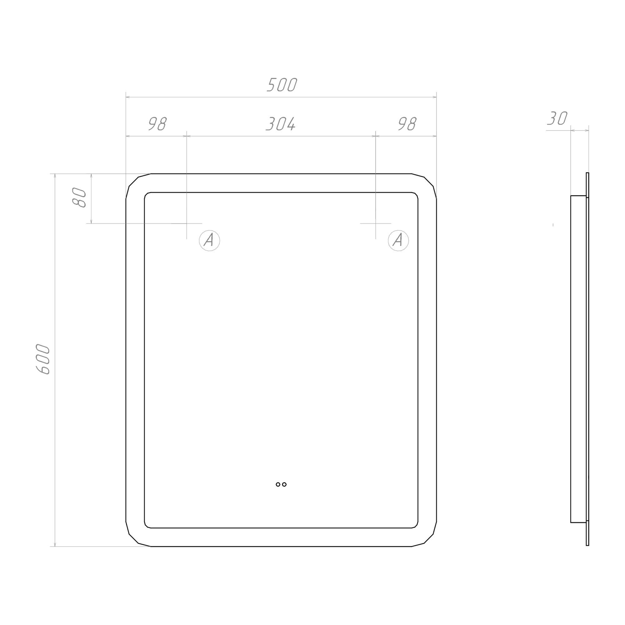 Зеркало с подсветкой VIGO Wing Classic 500