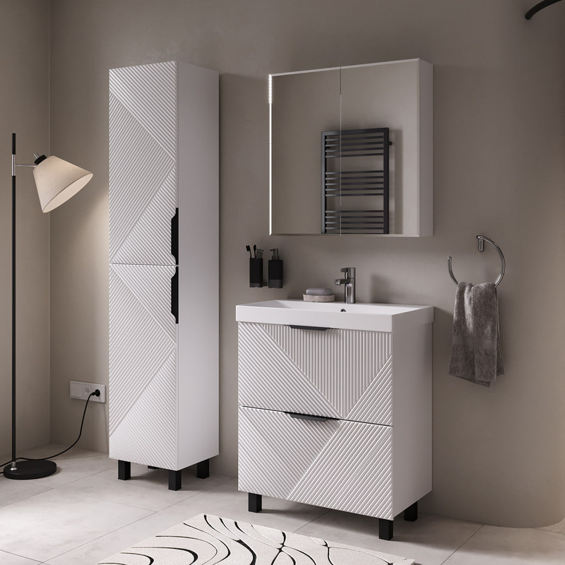 Шкаф зеркальный Geometry 40, напольный, белый, VOLNA