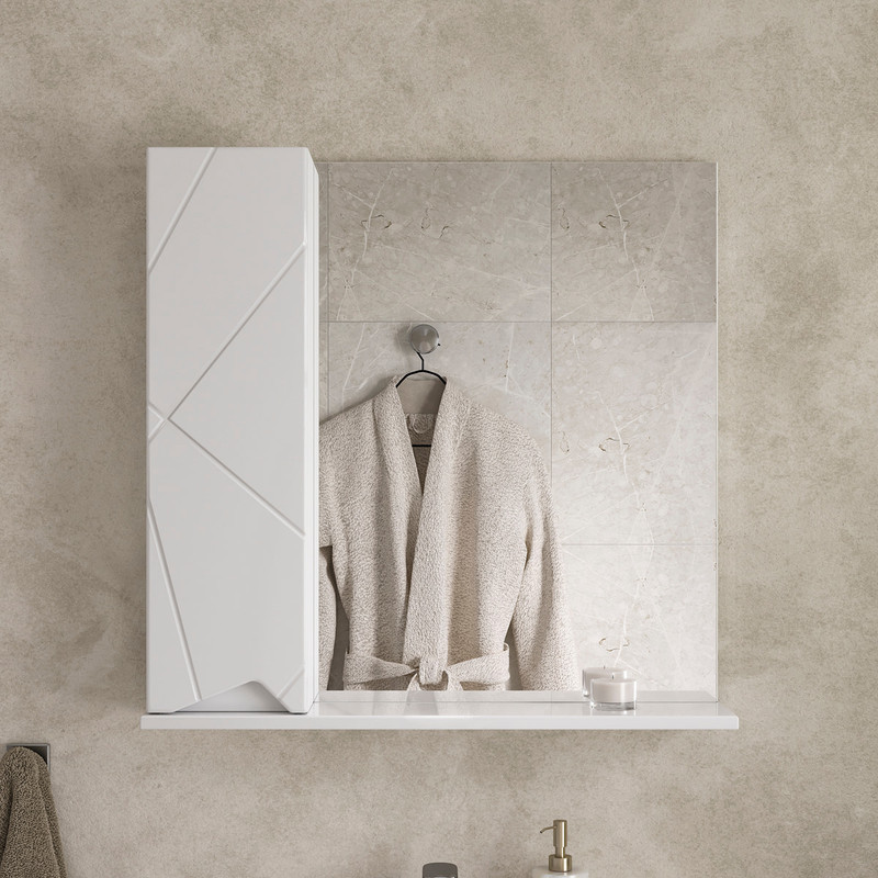 Зеркало-шкаф Pronto 70 левый, белый, VOLNA