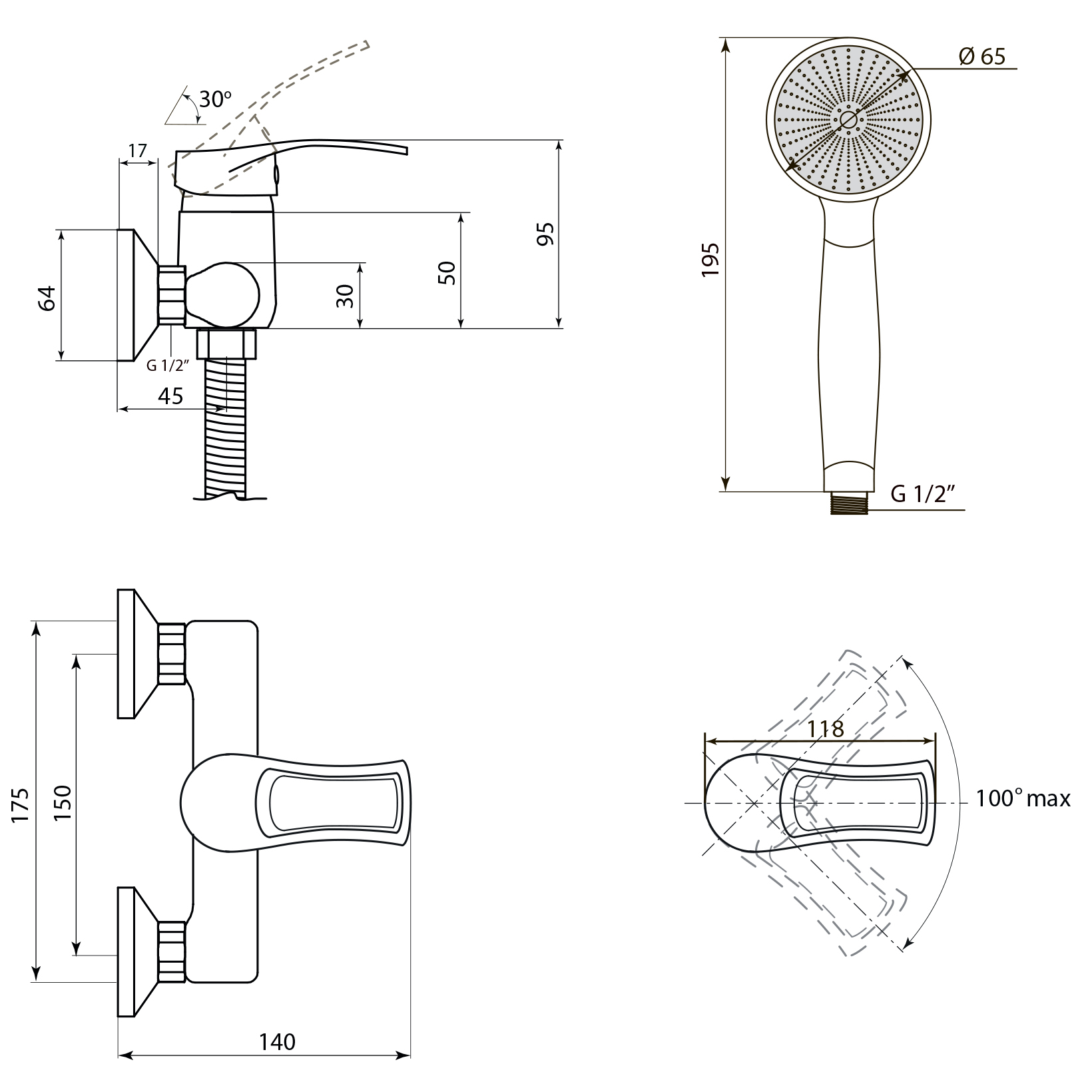 Смеситель для душа СЛАВЕН Прораб СЛ-ОД-Ц40 хром