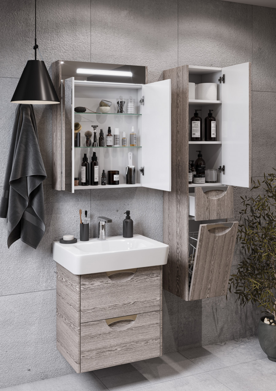 Шкаф-колонна СИЛЬВА 30, подвесная, правая, дуб фьорд