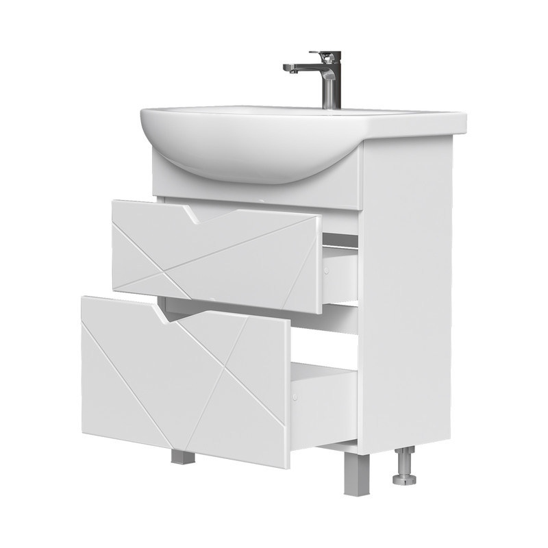 Тумба Pronto 70, напольная, 2 ящ., белая (под раковину Балтика 70), VOLNA