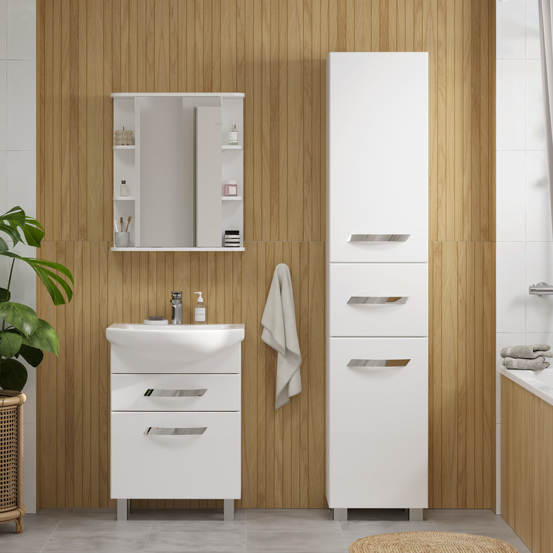 Шкаф зеркальный Onda 60, подвесной, белый, VOLNA