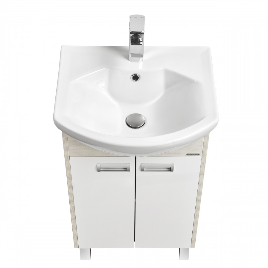 Тумба БЕККА 50, белая, дуб сомерсет (под раковину СМАЙЛ 50)