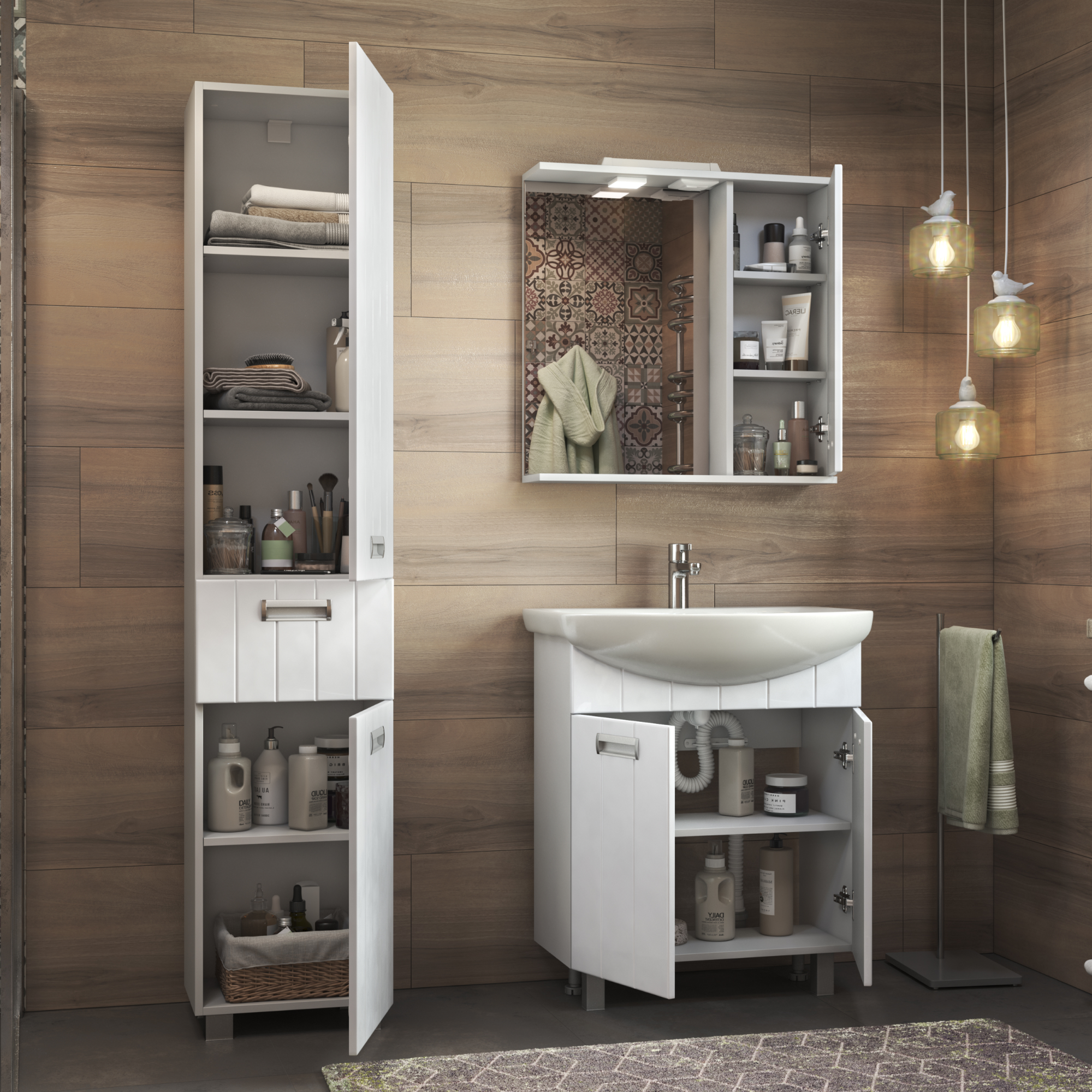 Зеркало со шкафом VIGO Diana 70 подвесное белый (z.DIA.70.R.El)