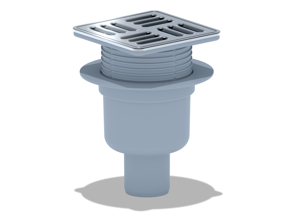 Трап вертик. выпуск 50 рег. решетка нержавейка 120*120 (с металлической окантовкой), ANI PLAST