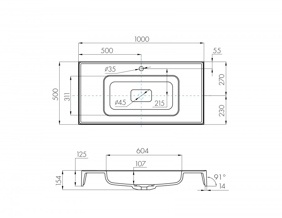 Раковина РИЧМОНД 100, белая