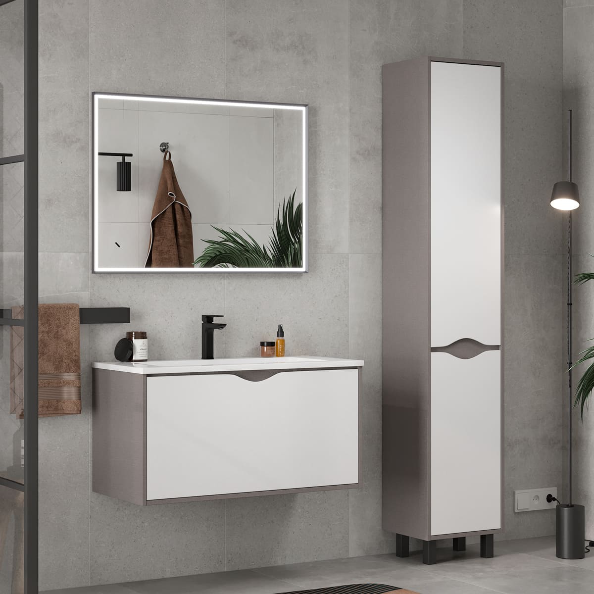 Зеркало EQUIL Smile LED 100 серый муар