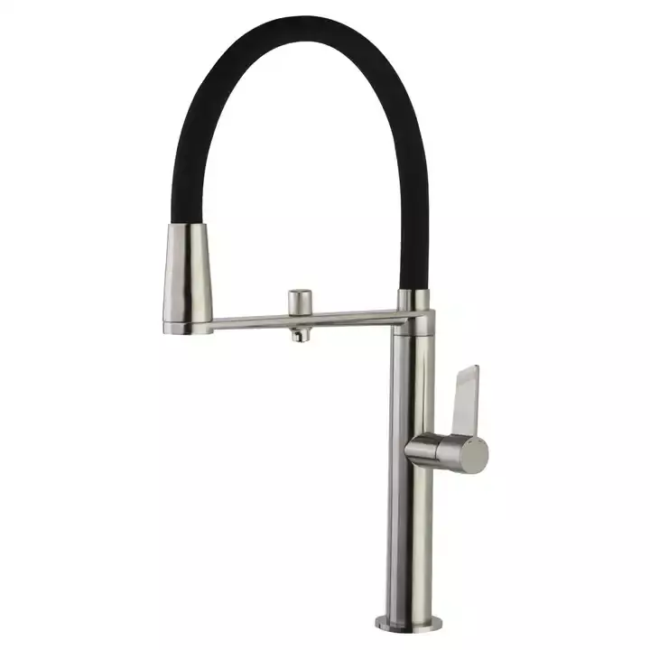 Cмеситель высокий для кухни однорычажный с гибким поворотным изливом и подключением питьевой воды 89