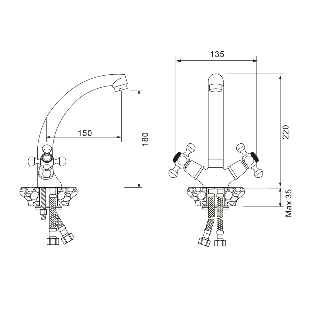 Смеситель для кухни RASSVET, RAS02-120