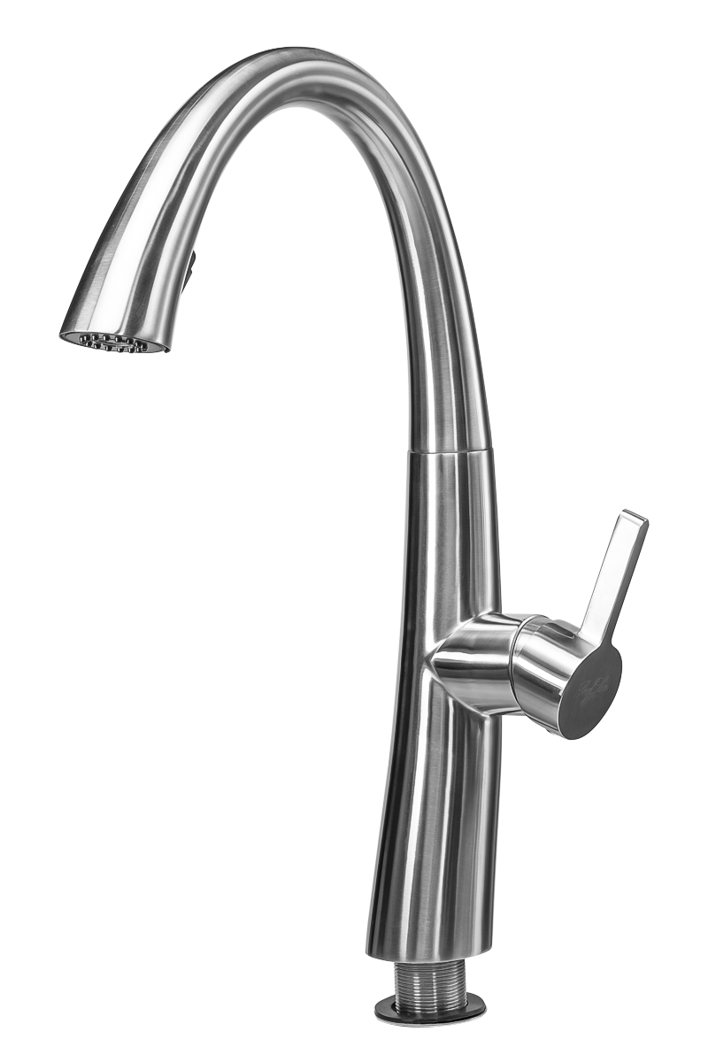 Смеситель для кухни ПРОФСАН ПСМ-300-9 STEEL нержавеющая сталь AISI-304 с выдвижной лейкой тип См-МОЦ
