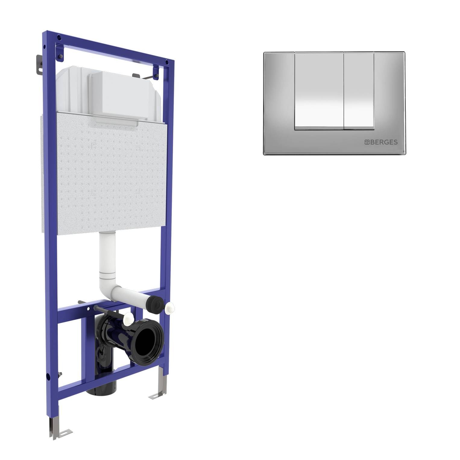 Инсталляция  для скрытого монтажа унитаза NOVUM кнопка S3 хром глянец, BERGES