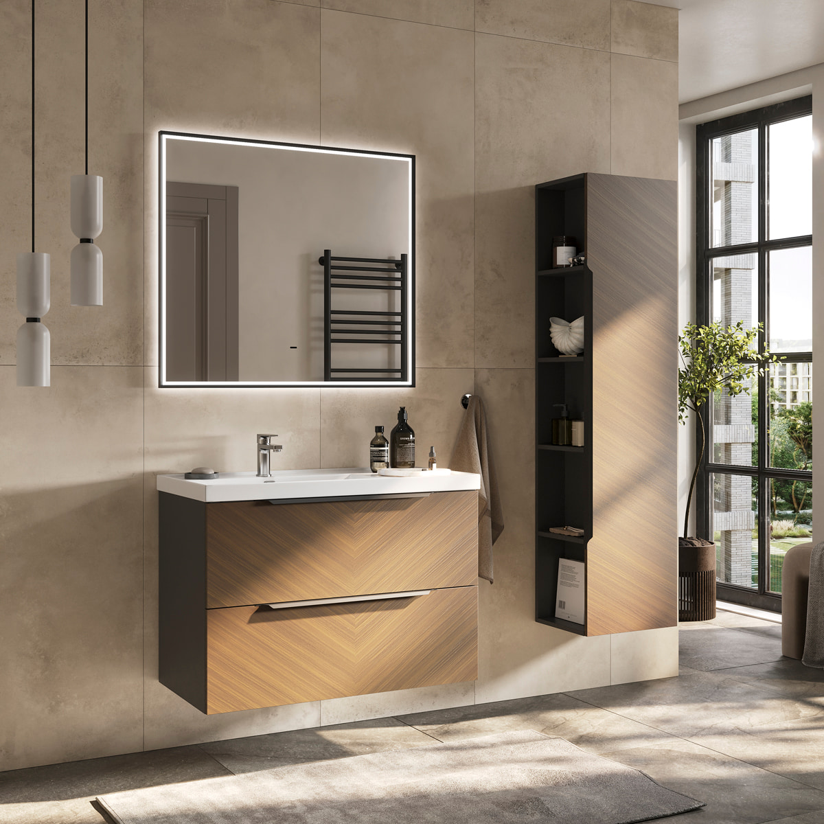 Зеркало EQUIL Forest LED 90 черный