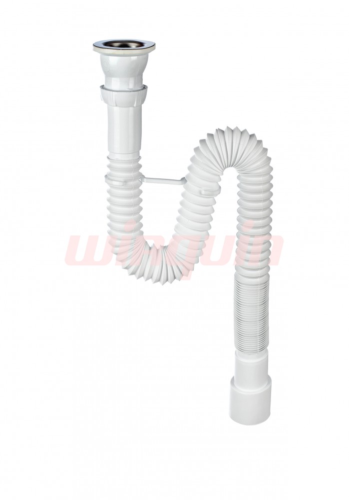 Сифон гофрированный 1½ х 40/50 мм, L800 мм в НОВОЙ комплектации: с хомутом жёсткости