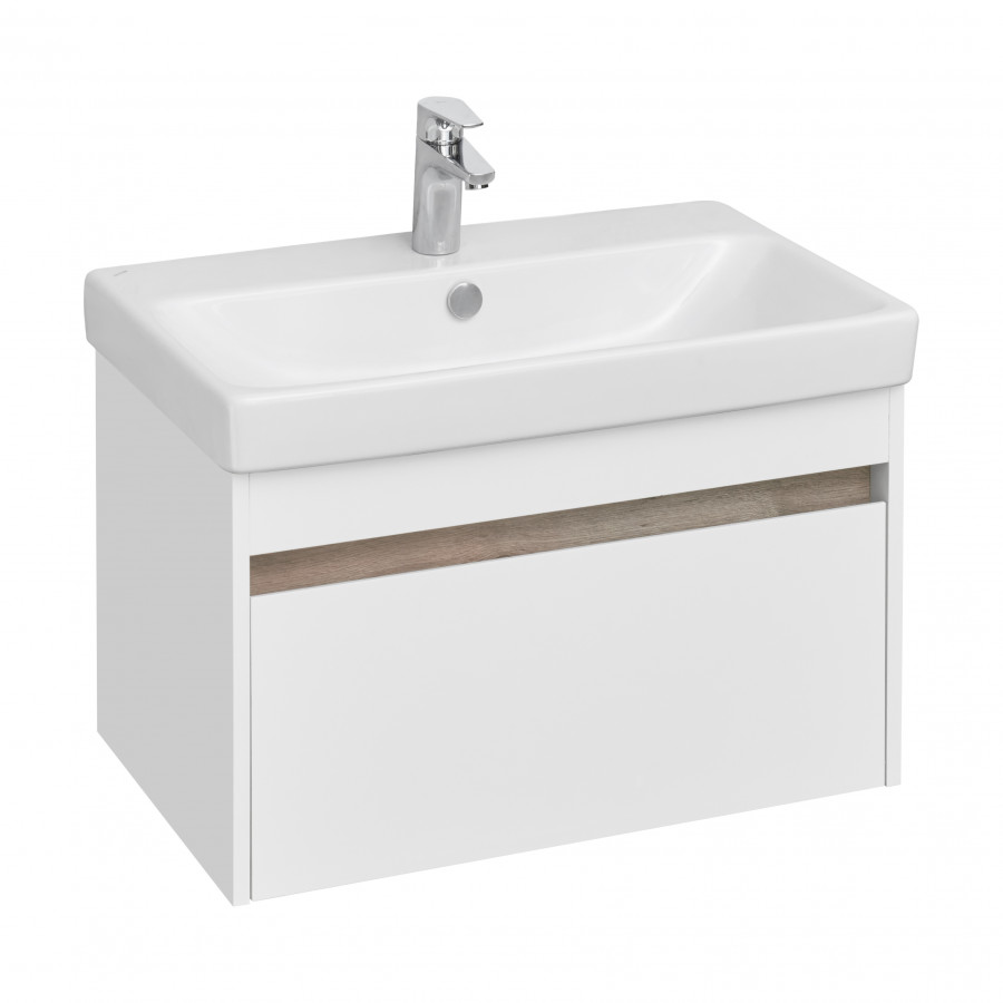 Тумба МАРТИ 70, подвесная, белая, ясень шимо (под раковину АДРИАНА 70)