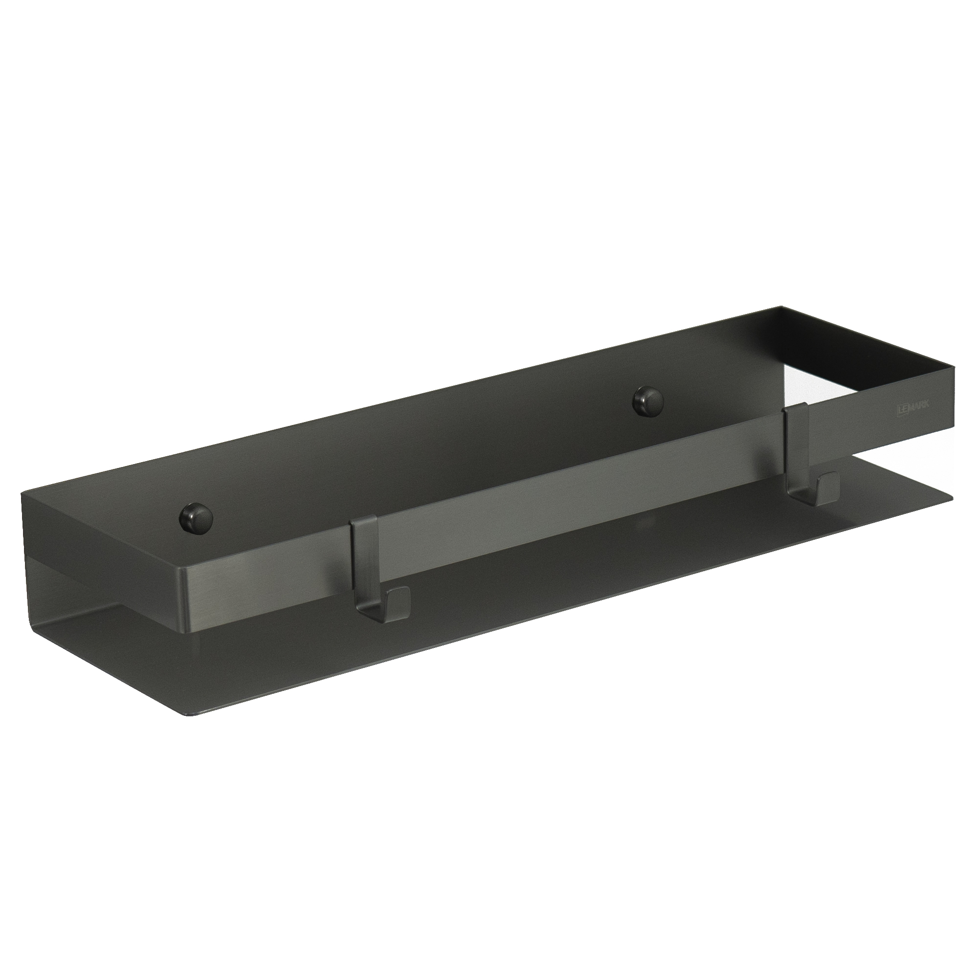 Полка для душа прямая 400 мм LEMARK SHELF LINE из нерж. стали с крючками, графит