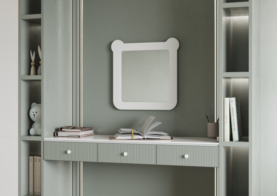 Зеркало КАСПЕР МИШКА, квадратное, белый матовый