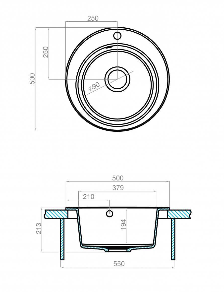 Мойка кухонная ШЕЛЛИ 50, круглая, латте
