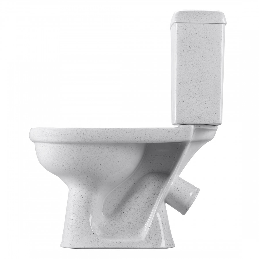 Унитаз-компакт "Визит" косой выпуск, с 1-реж. кнопочной арм.  и сид. п/п "Уклад,крап на белом. SANTE