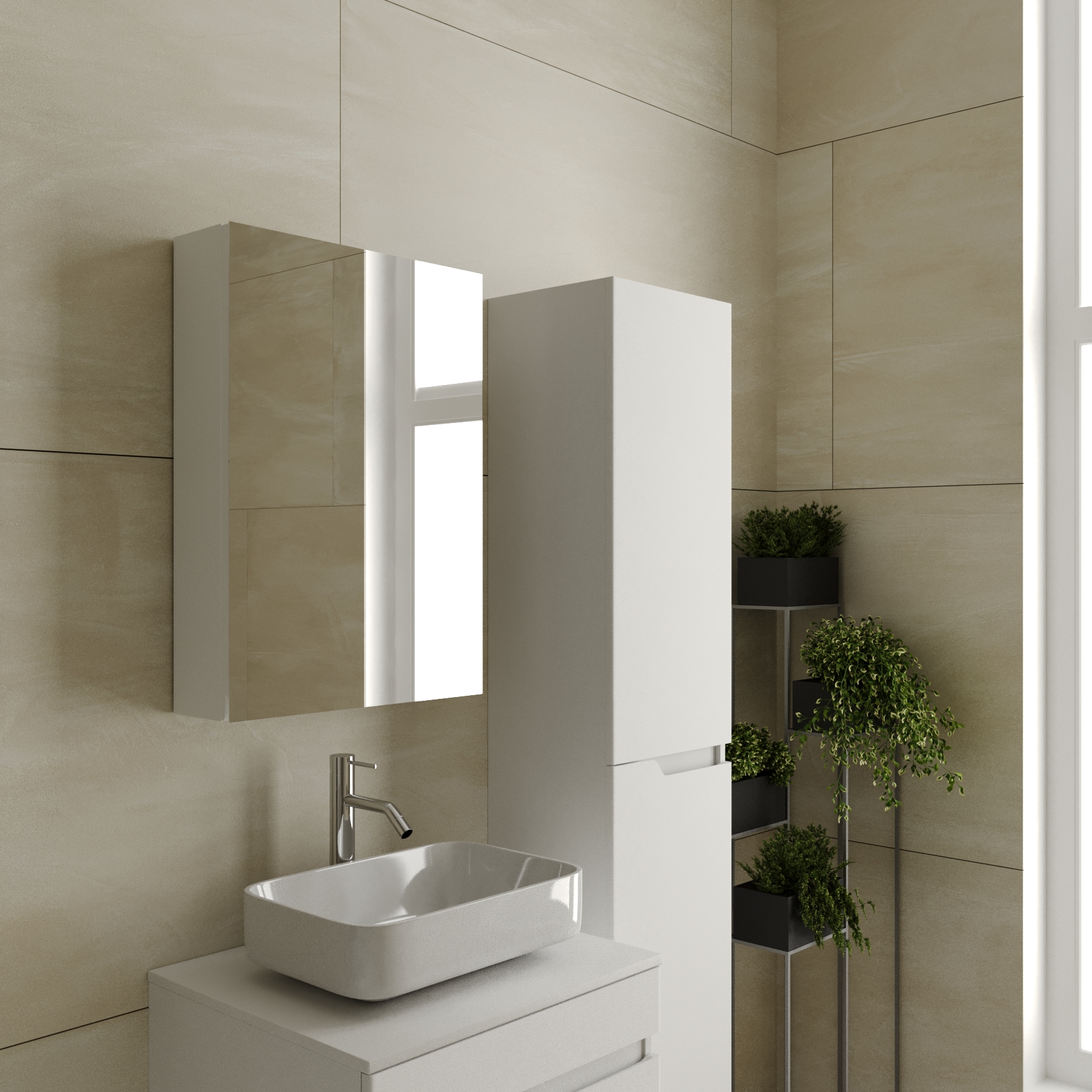 Шкаф-пенал VIANT КУБА 30 подвесной белый (VKUB360-PENR)