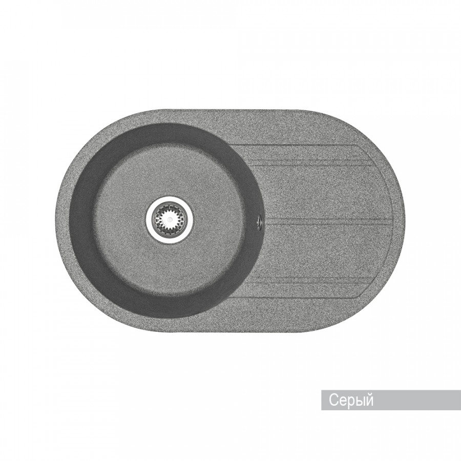 Мойка для кухни  Амира  780x500x211 мм, круглая с крылом, серый
